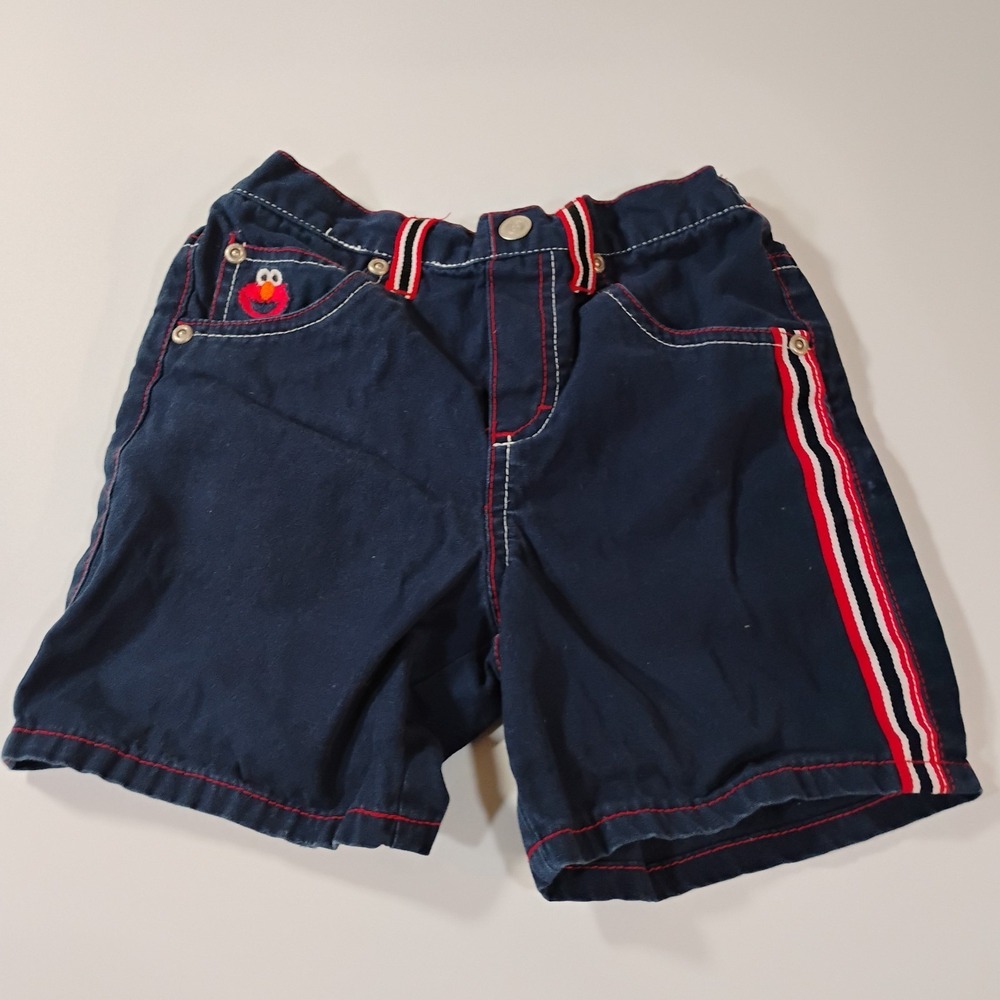 Sesame Street Elmo Gear Y2K Boys 3T Blue Red White Elastic Top Shorts